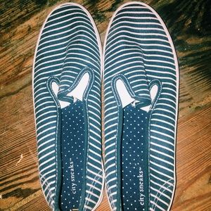 striped slip ons